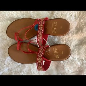 Italian Show Makers cute red wedge sandal size 10